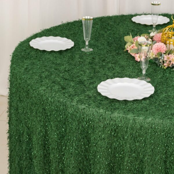 Green Fringe Shag Polyester Table Runner 12X108